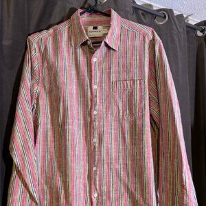 Topman Striped Button-Up Shirt w/Pastel Colors - Men's XL Slim Fit
